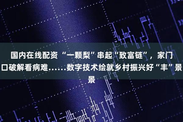 国内在线配资 “一颗梨”串起“致富链”,家门口破解看病难……数字技术绘就乡村振兴好“丰”景